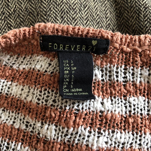 ✨2/$10✨ Forever 21 Amber Orange and White Striped Loose Knit Cardigan - Picture 4 of 6